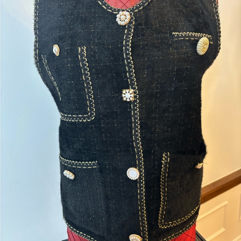 Elegant Black Vest with Gold Accents